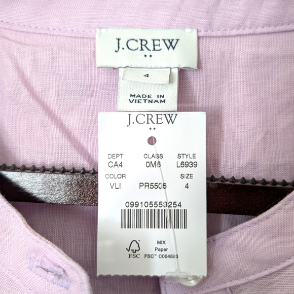J. Crew Shirt-Dress in Vintage lilac Linen-Cotton Dress Size 4 NWT Style L6939 - Picture 6 of 7